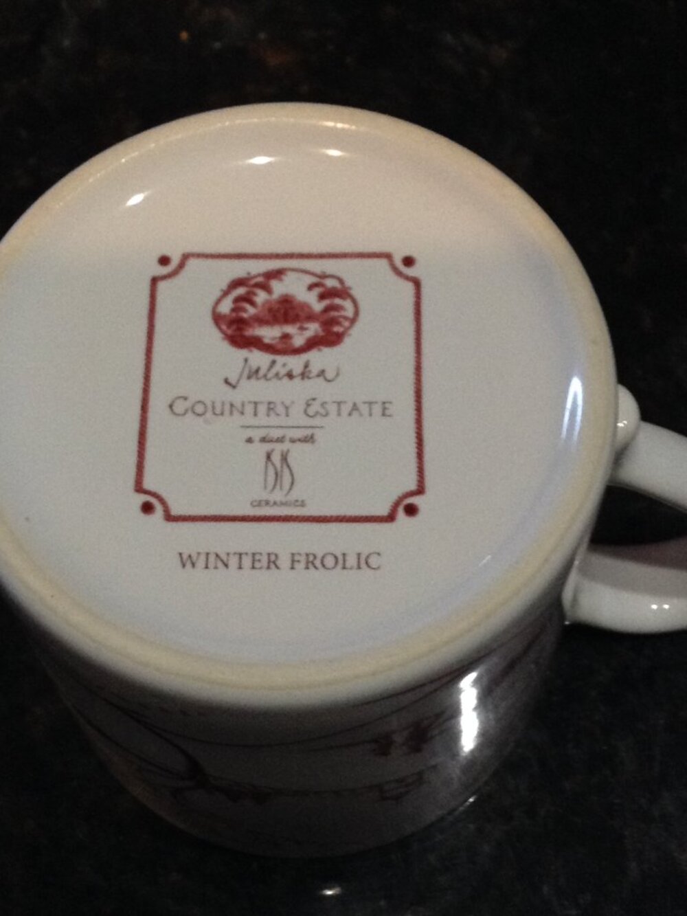 NWOT (4) Juliska Country Estate Mugs "Winter Frolic" 12 oz Collectible Quality - Picture 4 of 7
